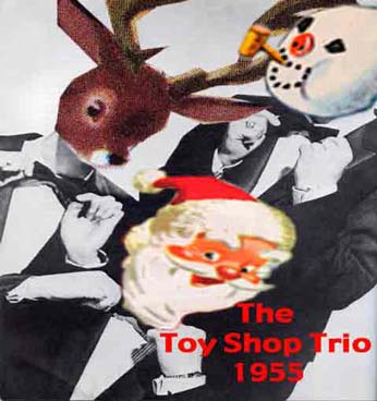 Doug Nunn's Xmas Cards - Santa and the Toy Shop Trio 1955